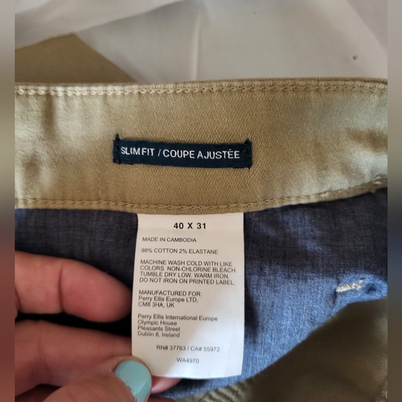 NEW- Perry Ellis Men's Tan Chinos, Size 40 X 31 - Picture 5 of 6